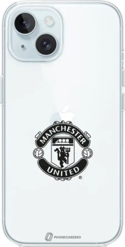 iPhone 15 Manchester United FC Clear case -mobildeksel, hvit