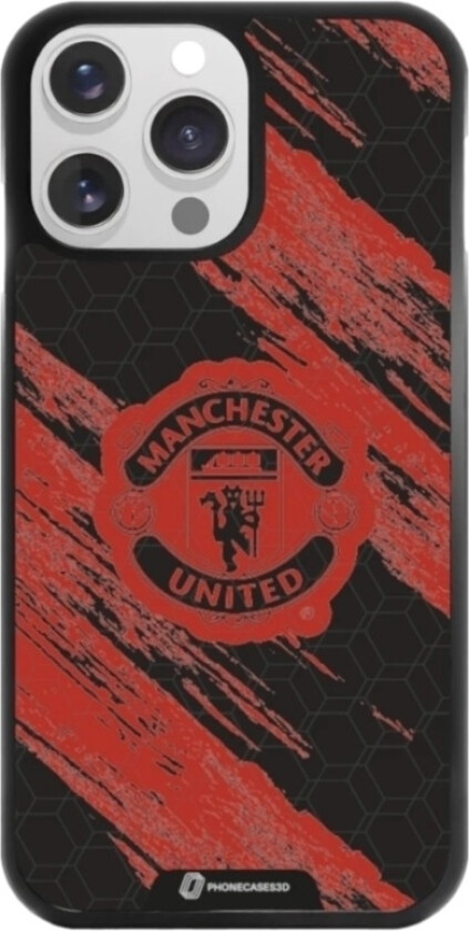 iPhone 14 Pro Manchester United FC 3D mobildeksel, svart