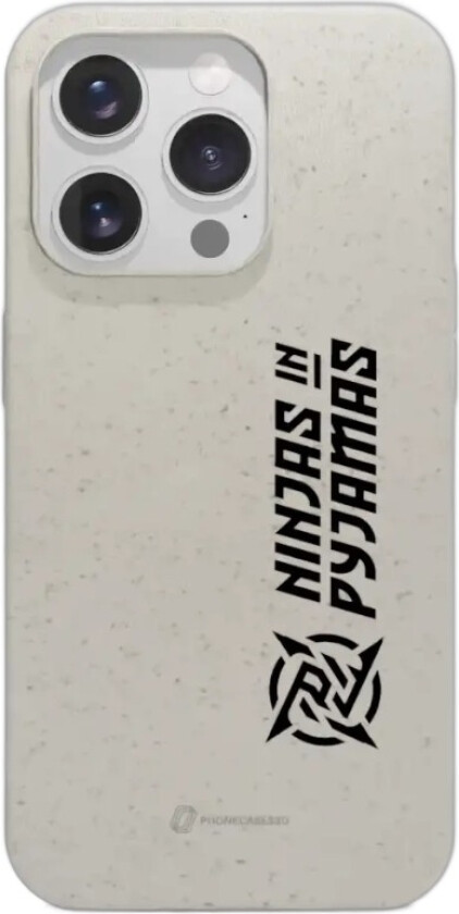 iPhone 15 Pro Ninjas in Pyjamas komposterbart deksel, hvit