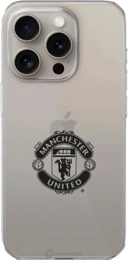 iPhone 15 Pro Manchester United FC Clear case -mobildeksel, hvit
