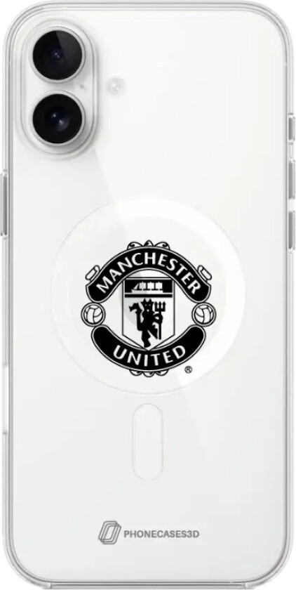 iPhone 16 Plus Manchester United FC Clear case -mobildeksel, hvit