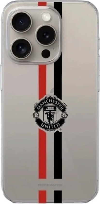 iPhone 15 Pro Manchester United FC Clear case -mobildeksel, hvit