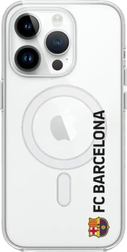 iPhone 14 Pro FC Barcelona Clear case (MagSafe) -mobildeksel, hvit