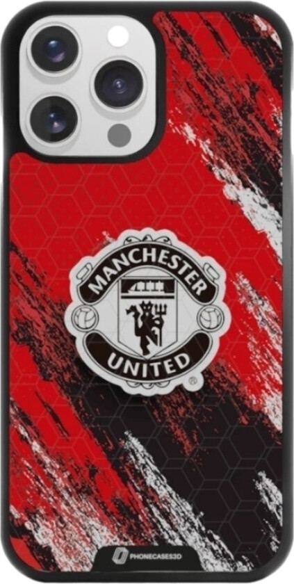 iPhone 14 Pro Manchester United FC 3D mobildeksel, svart