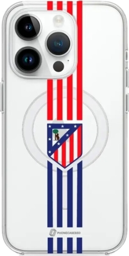 iPhone 14 Pro Atlético de Madrid Clear case (MagSafe) -mobildeksel, hvit