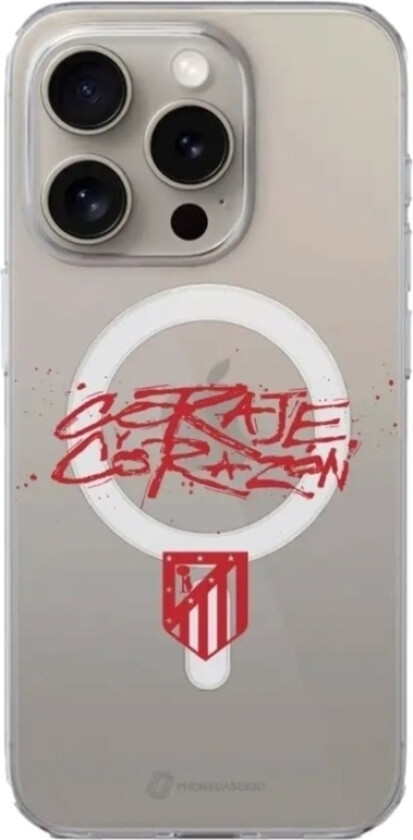 iPhone 15 Pro Atlético de Madrid Clear case (MagSafe) -mobildeksel, hvit
