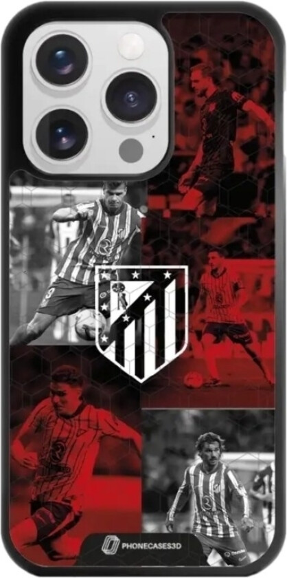 iPhone 15 Pro Atlético de Madrid 3D mobildeksel, svart