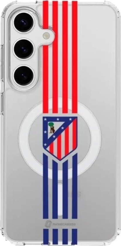 Samsung Galaxy S25 Atlético de Madrid Clear case (MagSafe) -mobildeksel, hvit