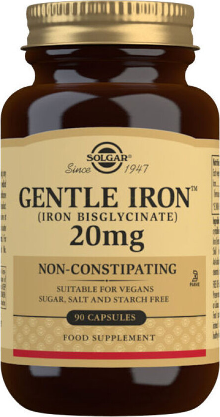 Jern Skånsom (bisglycinat) - 20 mg - 90 Kapslar