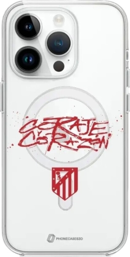 iPhone 14 Pro Atlético de Madrid Clear case (MagSafe) -mobildeksel, hvit