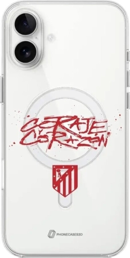 iPhone 16 Plus Atlético de Madrid Clear case (MagSafe) -mobildeksel, hvit