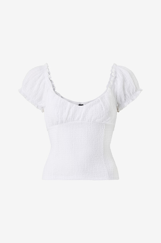 Topp Textured Puff Sleeve - Natur