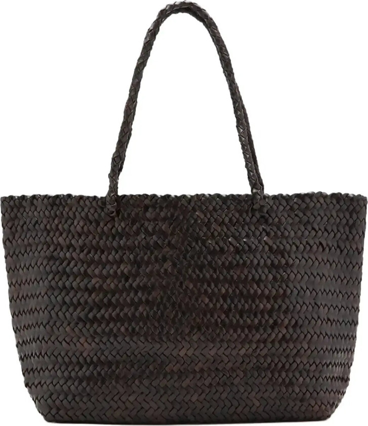 Braided Leather Shopper Bag - Brown - ONE SIZE