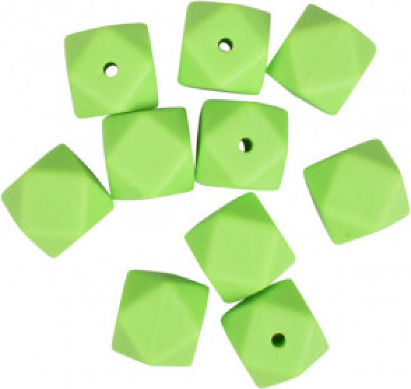 Perler Geometriske Silikon Lysegrønn 14mm - 10 stk