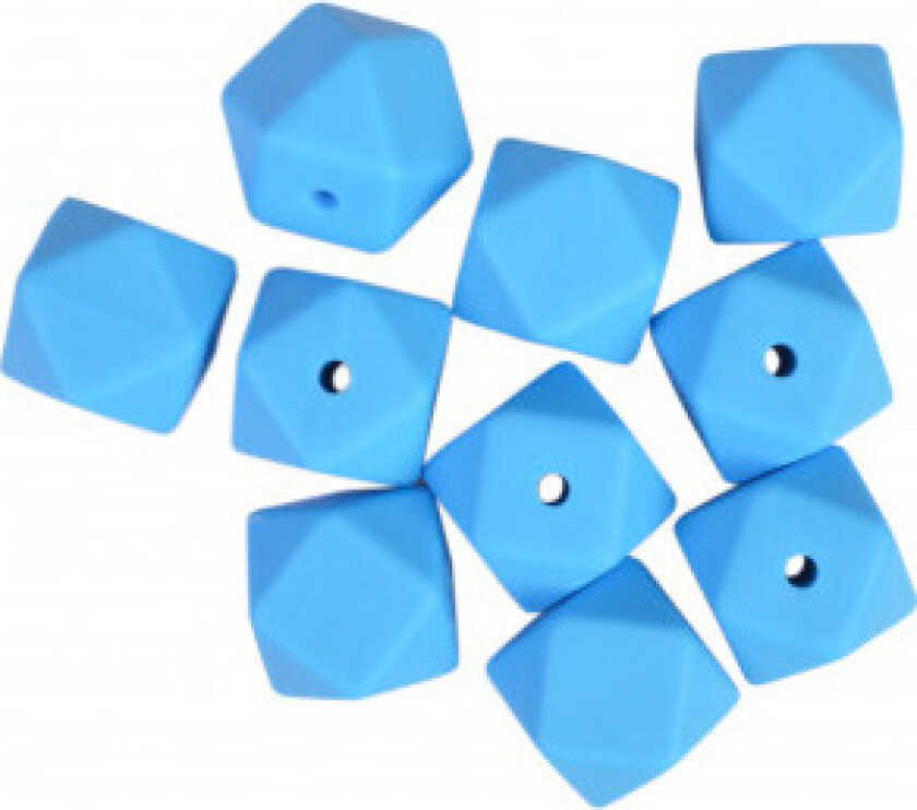 Perler Geometriske Silikon Blå 14mm - 10 stk
