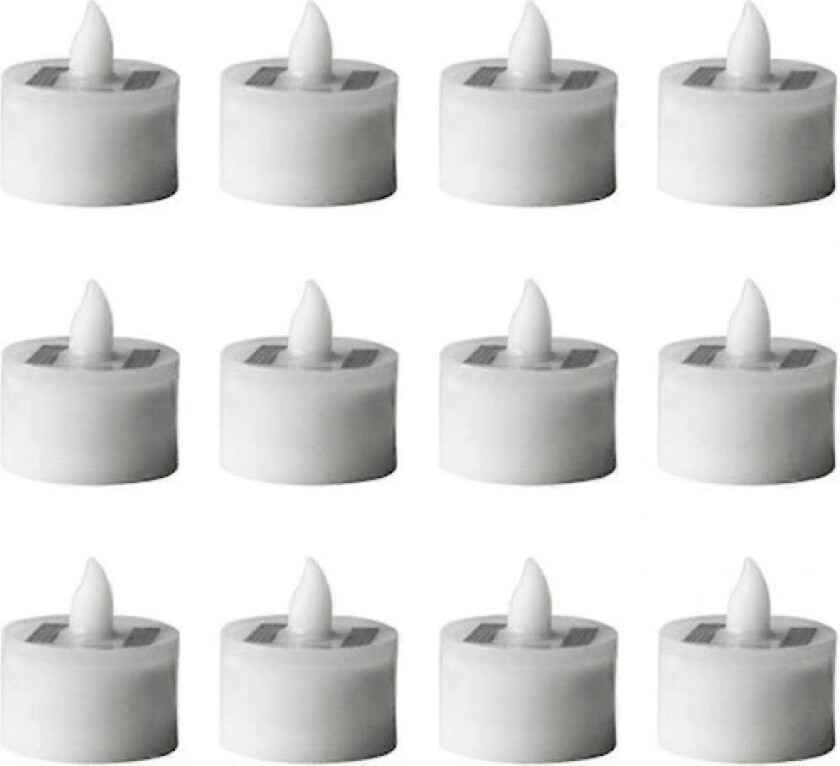 12-pakning solcelledrevne LED-telys, oppladbare, vanntette, flimrende lys for fest, hage, hjemmeinnredning, hvit