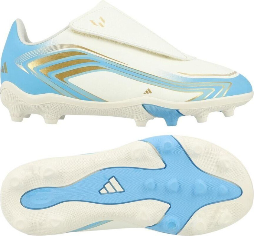 F50 Messi Club Borrelås FxG El Ultimo Tango - Off white/Blå/Icey Blue Barn, størrelse 27
