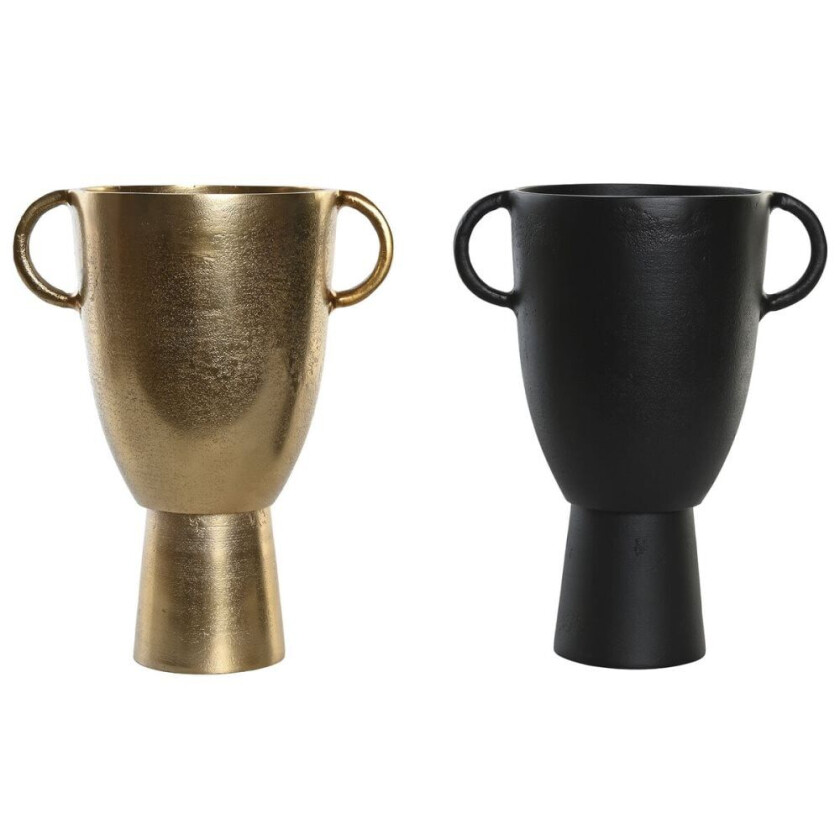 Vase DKD Home Decor 23 x 16 x 29 cm Black Golden Aluminium Modern (2 kvanta)