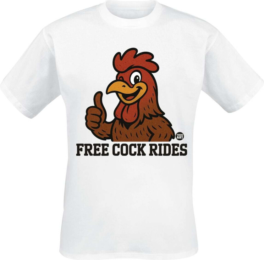 Fun T-skjorte - Free Cock Rodes Rooster - M til 3XL - Herrer - hvit