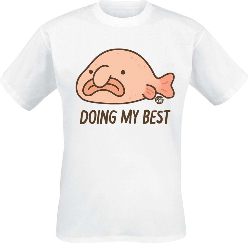 Fun T-skjorte - Doing My Best - Blobfish - M til 3XL - Herrer - hvit