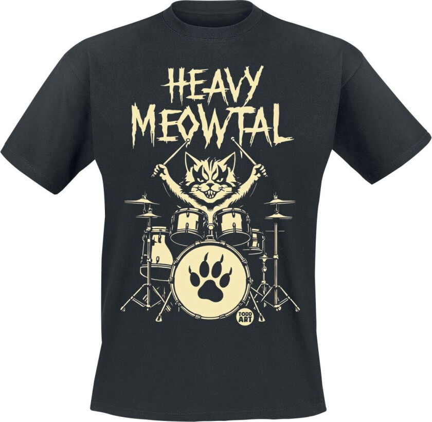 Fun T-skjorte - Heavy Meowtal - M til 3XL - Herrer - svart