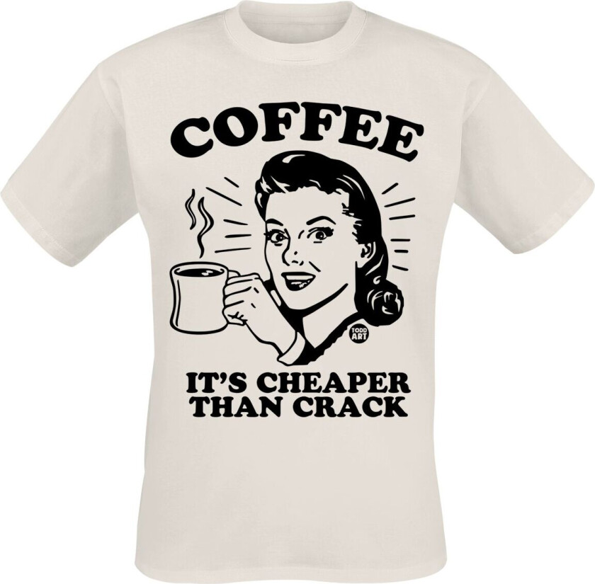 Fun T-skjorte - Coffee - It's Cheaper Than Crack - M til 3XL - Herrer - natur