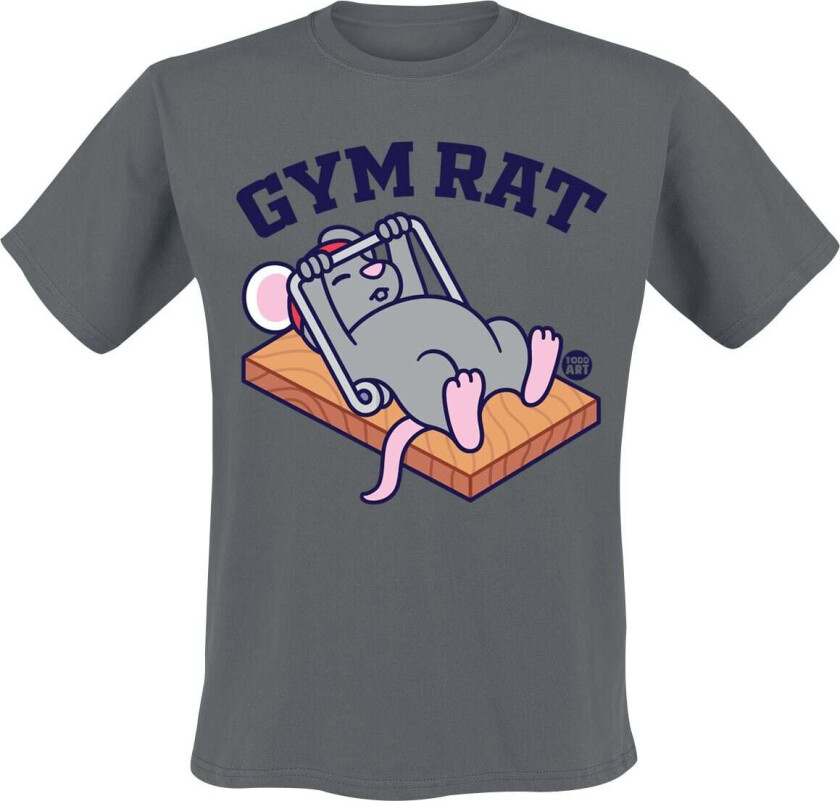 Fun T-skjorte - Gym Rat - M til 3XL - Herrer - koksgrå