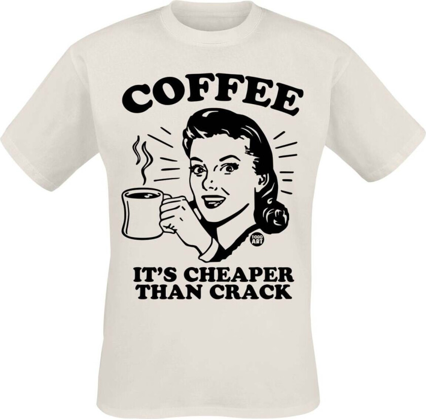 Fun T-skjorte - Coffee - It's Cheaper Than Crack - M til 3XL - Herrer - natur