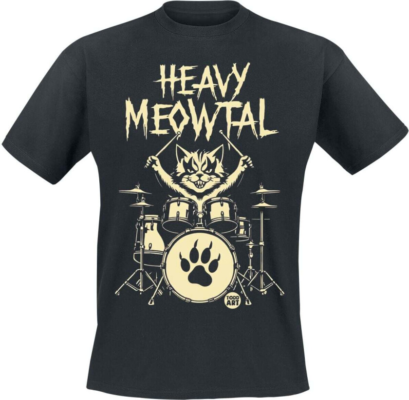 Fun T-skjorte - Heavy Meowtal - M til 3XL - Herrer - svart
