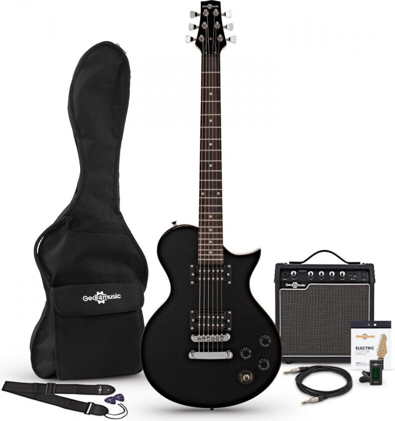 Gear4Music New Jersey Classic Elektrisk Gitar + 15W Pakke Svart