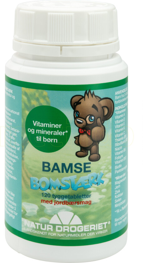Natur-Drogeriet Bamse Bomstærk Børnevit. Min. M. Jordbærsmag - 120 Tabletter
