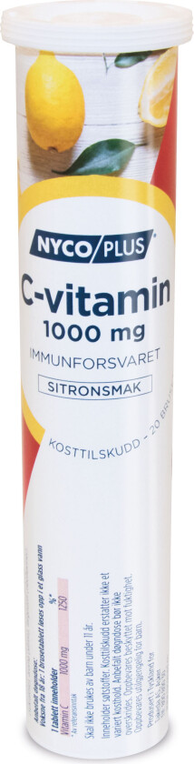 Bilde av C-vitamin 1000 mg, Sitron, 20 brusetabletter