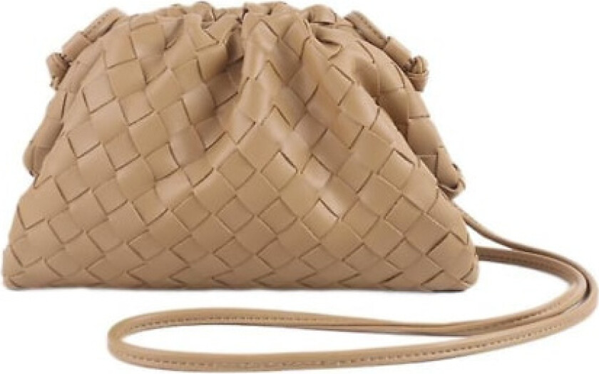 Pu Woven Bag Satchel Cloud Mini Lær Clutch Bag Khaki