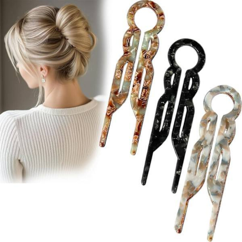 3 stk Elegante Hårnåler for Kvinner, Prestige Hårklemmer Sett, Nye Håraccessoarer for Alle Hårtyper Multicolor A