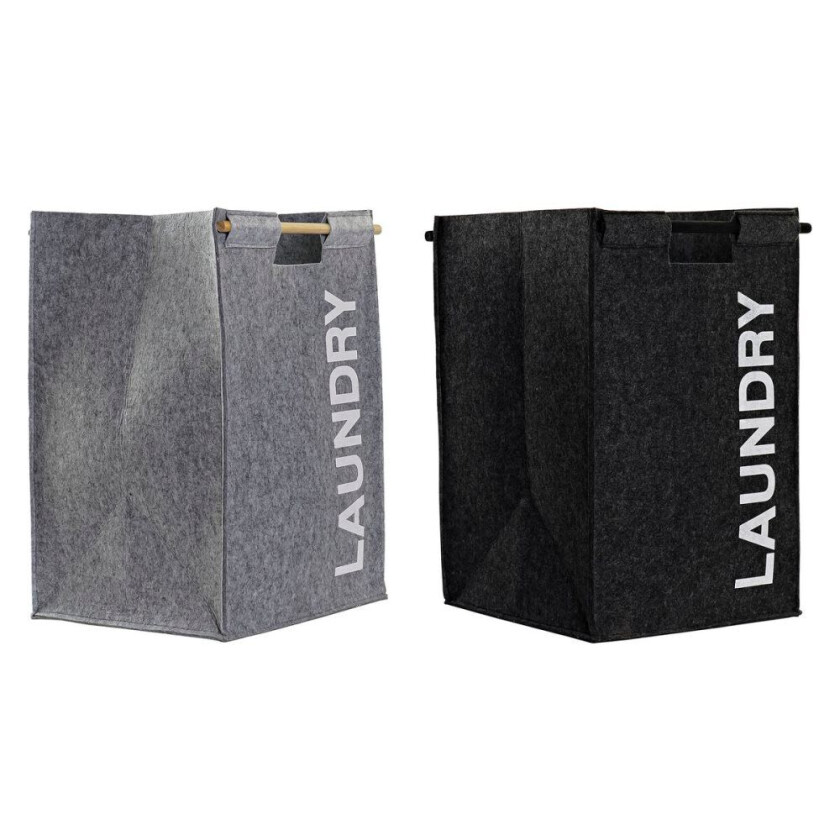 Skittentøyskurv DKD Home Decor Svart Grå Tre 37 x 37 x 55 cm (2 kvanta)