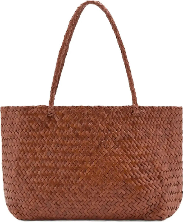 Braided Leather Shopper Bag - Brown - ONE SIZE