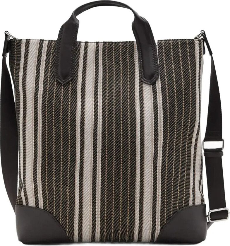Striped Tote Bag - Brown - ONE SIZE