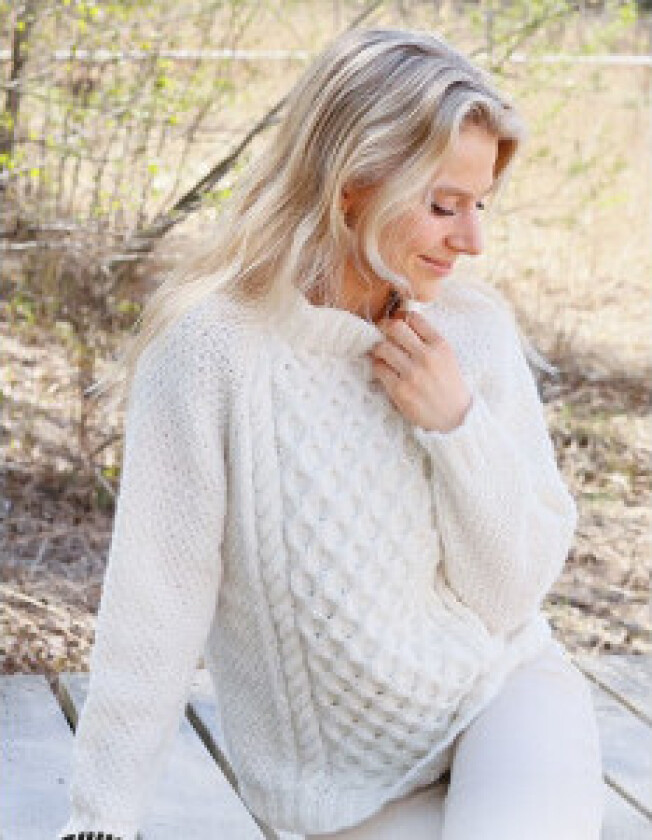 Cream Wafer by DROPS Design - Genser Strikkeoppskrift str. S - XXXL - XXX-Large