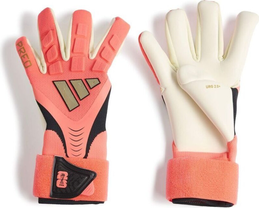Keeperhansker Predator Pro Hybrid Strap Road To Glory - Solar Turbo/off White/gull Metallisk, størrelse 9