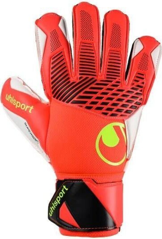 Keeperhansker Fangmaschine Supersoft - Fluo Rød/Hvit/Gul, størrelse 8½