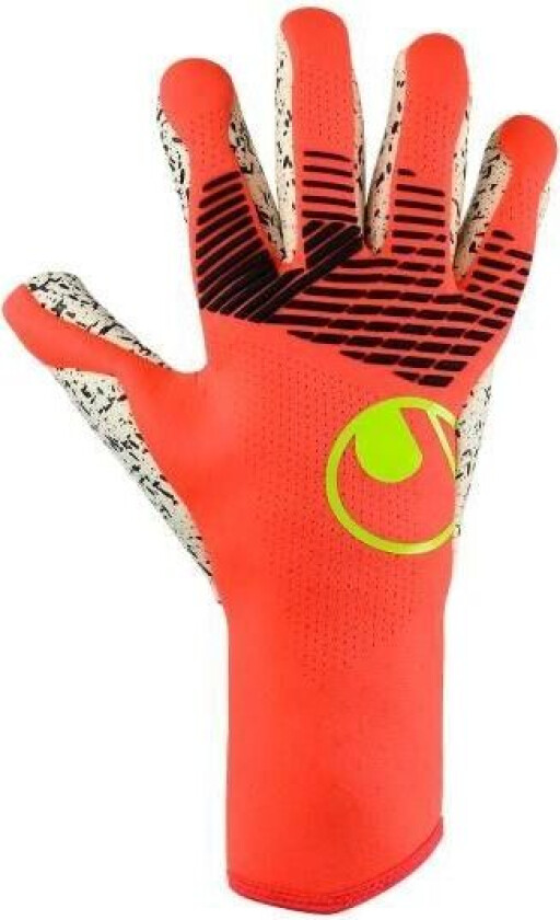 Keeperhansker Fangmaschine Supergrip+ Finger Surround - Fluo Rød/Hvit/Gul, størrelse 9