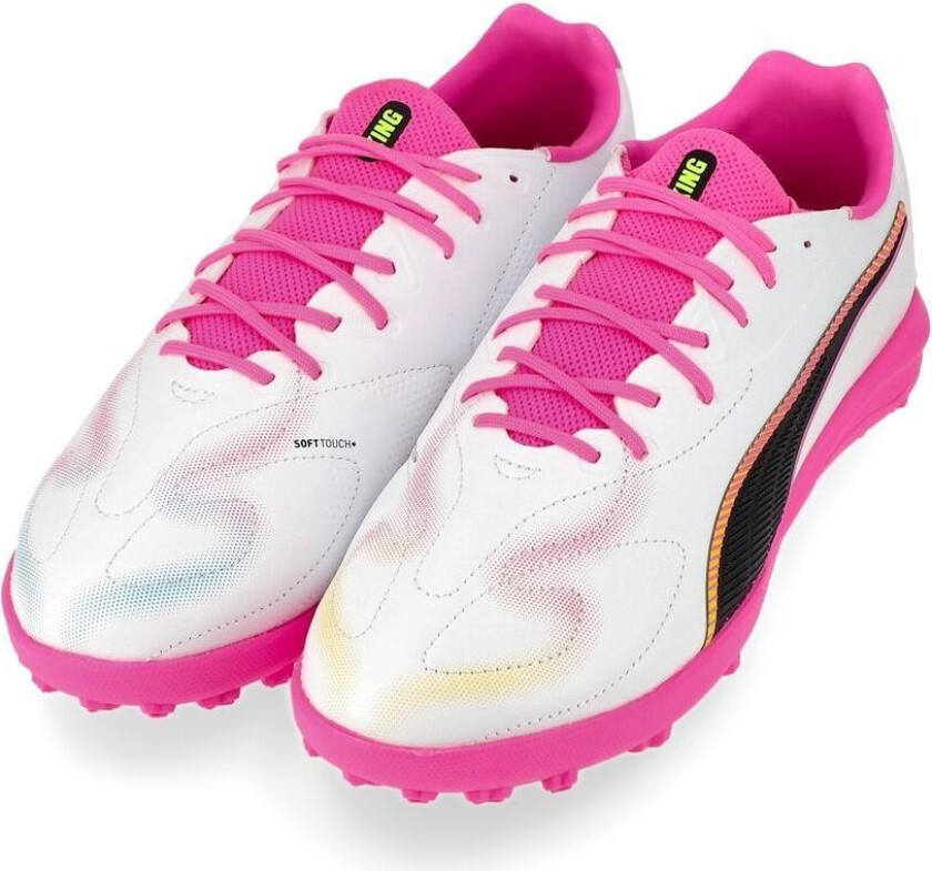 King 20 Match Tt Showtime - White/poison Pink/bright Aqua Barn - Turf (Tf), størrelse 38½