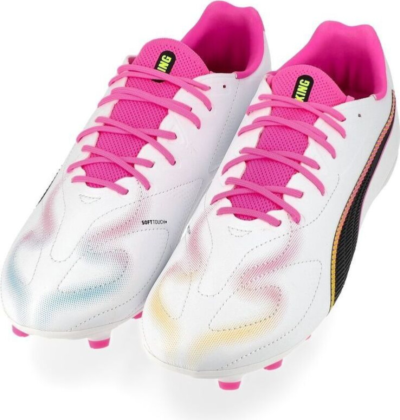 King 20 Match Fg/ag Showtime - White/poison Pink/bright Aqua Barn, størrelse 37