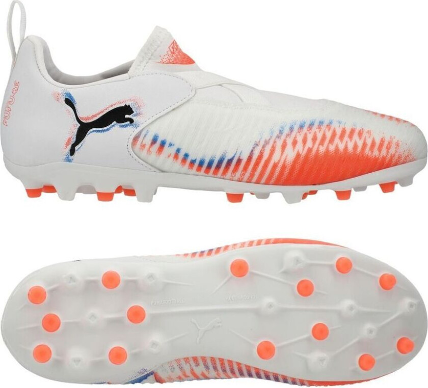 Future 8 Match Laceless MG Untamed - White/ Svart/rød Barn - Multi Ground (MG), størrelse 29
