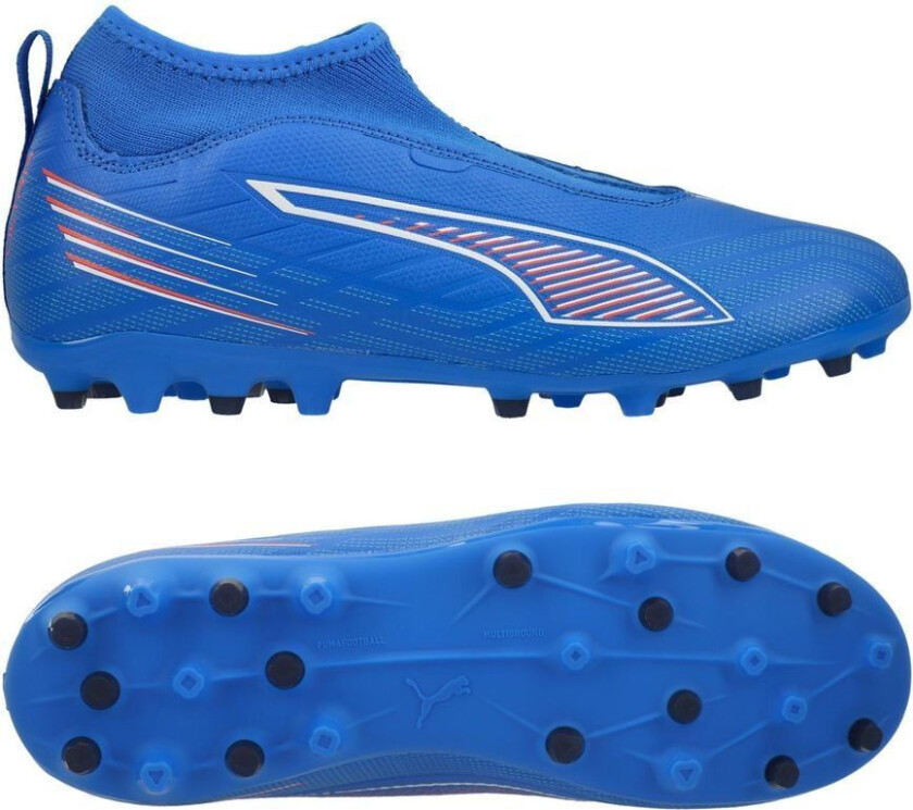 Ultra 6 Match Laceless + MG Untamed - Ultra Blue/ White/rød Barn - Multi Ground (MG), størrelse 38