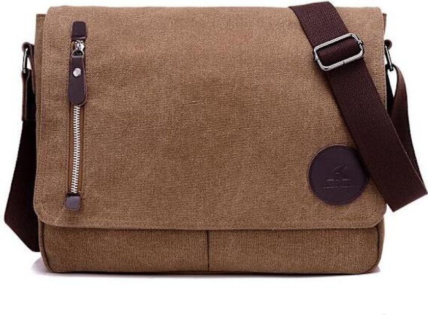 Lerretsveske over skulderen for menn (brun), vintage lerrets skulderreim for messenger bag for arbeid Uni Travel Sport