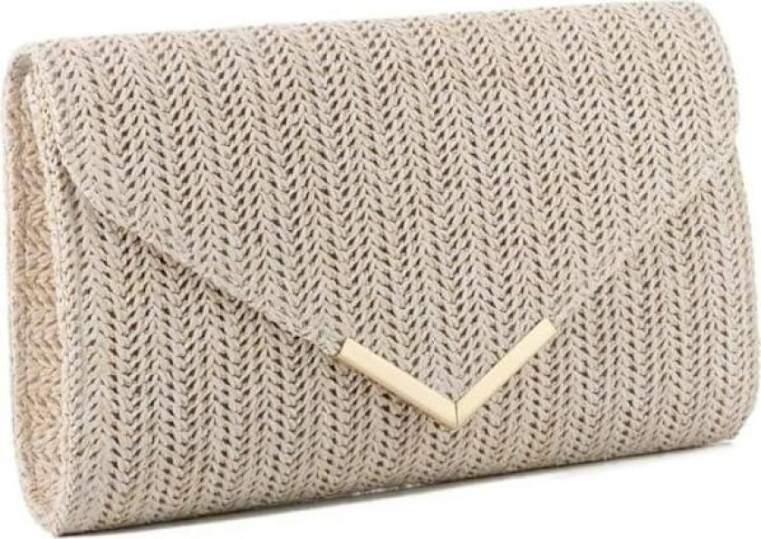 Clutch - Dame - Beige - Høykvalitets halm - Strandveske - Elegant design