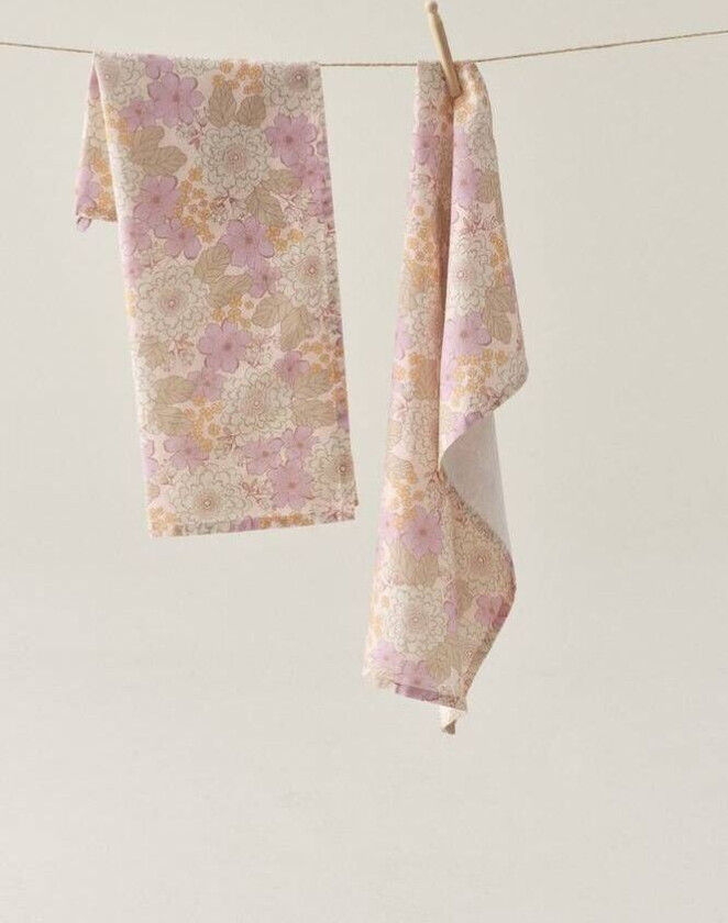 PEONY kjøkkenhåndkle 2-pk Hvite peoner