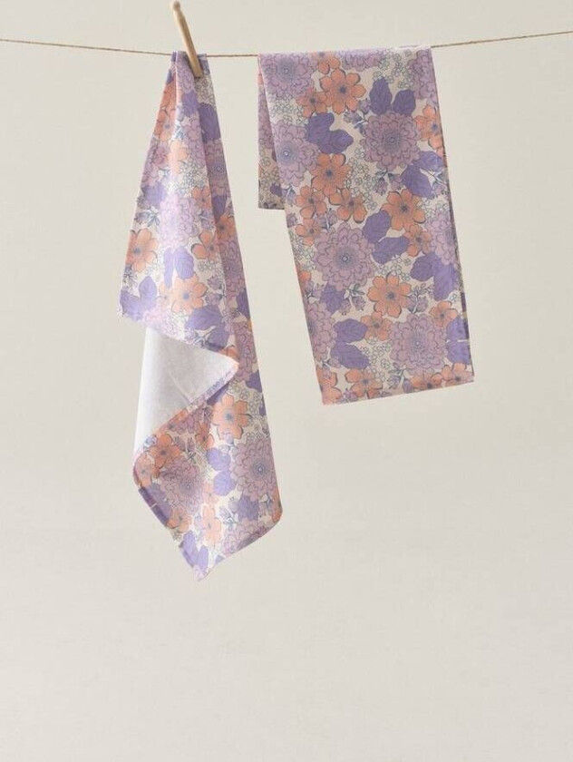 PEONY kjøkkenhåndkle 2-pk Lilla peoner