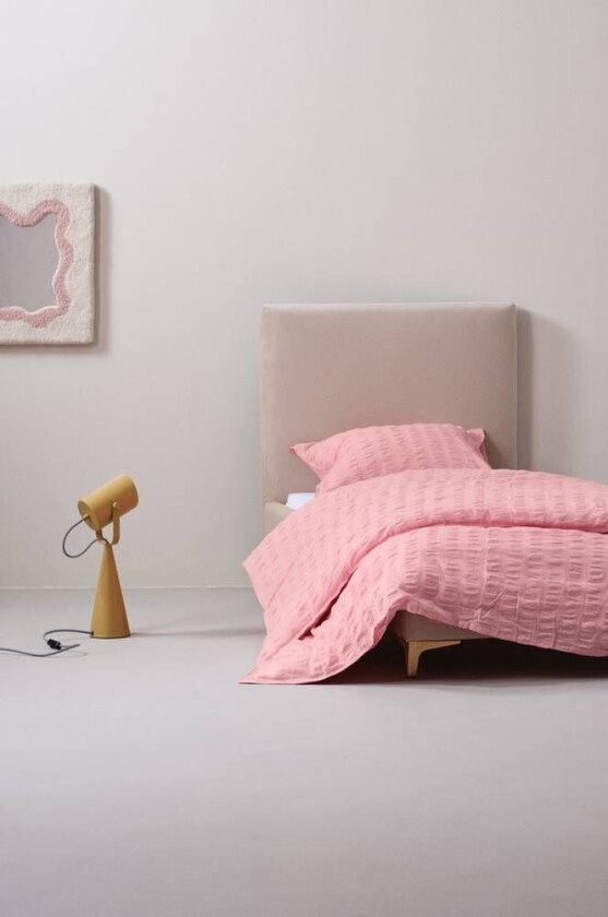 sengesett enkeltseng - økologisk Bubbelgumsrosa